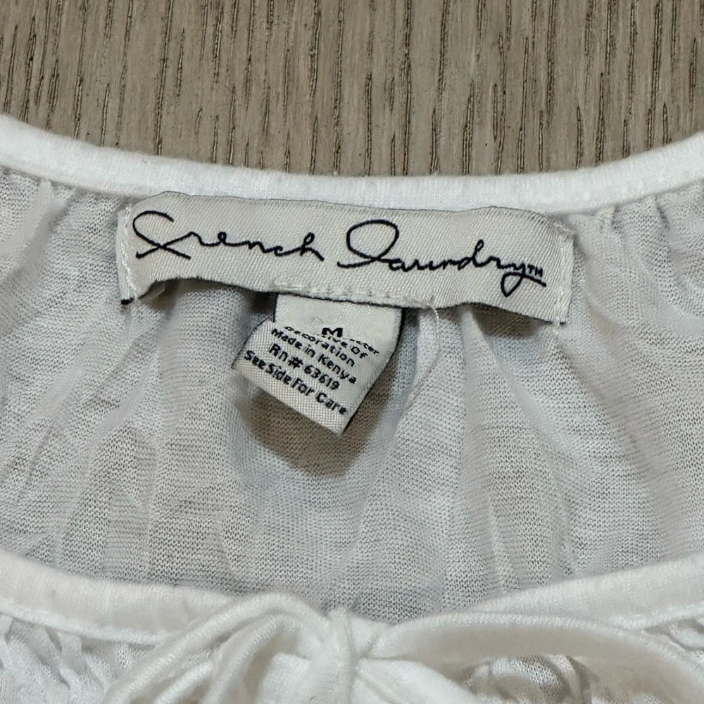 French Laundry Medium White Lace Trim Crinkled Women's Top - Picture 9 of 9